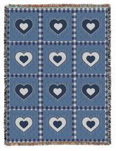 Blue Hearts Oversized Woven Blanket