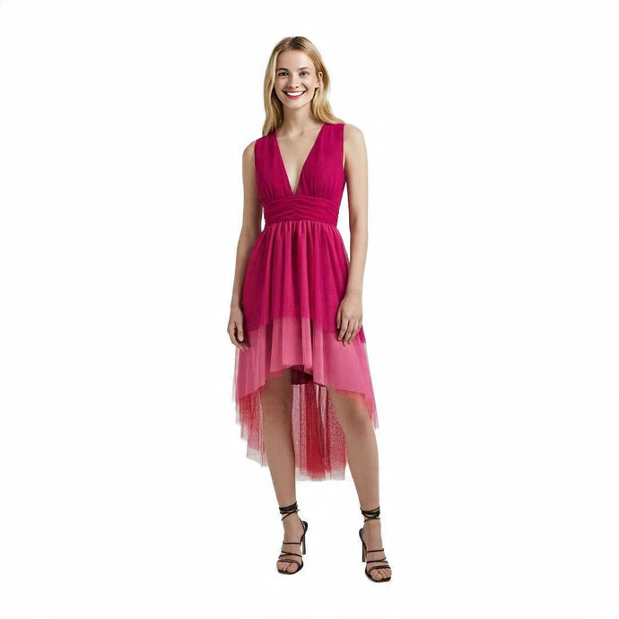 Be Blumarine Evening Gown Made in Italy Pink Fuchsia Orange Tulle Midi Dress 6