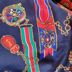 Oversized Scarf with Chains Medals and Ribbons