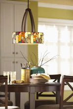 Oval Shaped Stained Glass Pendant Chandelier Light