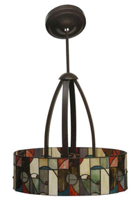 Oval Shaped Stained Glass Pendant Chandelier Light
