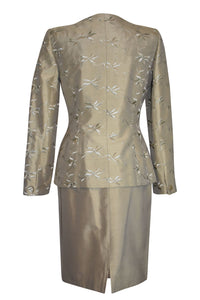 Pre-owned Noviello-Bloom Silk Skirt Suit Size 6