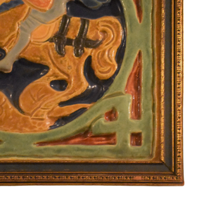 Flint Faience Custom Handmade Relief Tile Medieval Theme