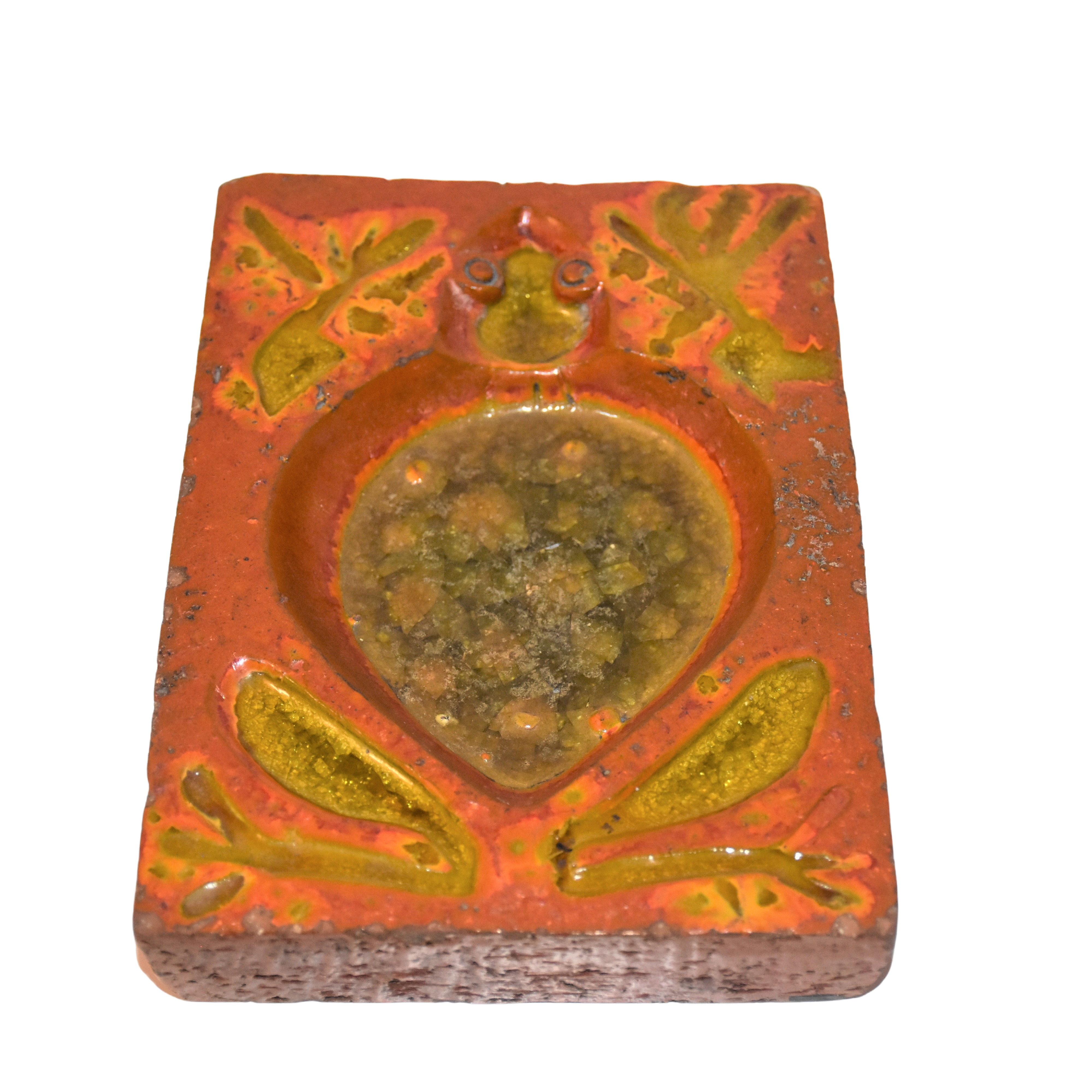 Extremely Rare 1960's Stylized Frog Fritte Tray Fused Glass by