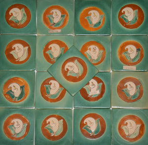 Set of 17 Mission San Jose Potteries Calla Lily Arts & Crafts Tiles c. 1940's