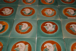 Set of 17 Mission San Jose Potteries Calla Lily Arts & Crafts Tiles c. 1940's