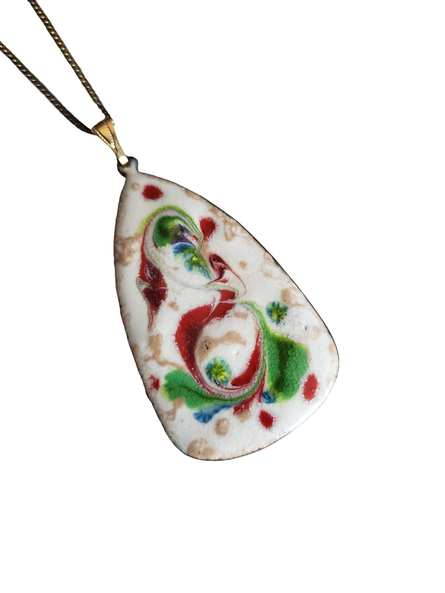 Vintage Modernist Abstract Artisan Enamel on Copper Pendant Necklace –  Designs by Alice Lowe