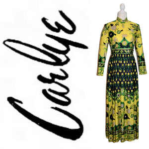 Vintage Carlye Maxi Hostess Dress Floral Motif
