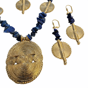 Mary McFadden Vintage Lapis Necklace, Earrings, & Bracelet Set