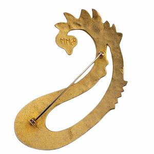 Mary McFadden Stylized Dragon Gilt Gold Brooch