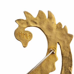 Mary McFadden Stylized Dragon Gilt Gold Brooch