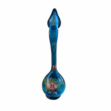 Antique Persian Sea Blue Swan Neck Handblown Glass Rose Water Sprinkler Ashkdan