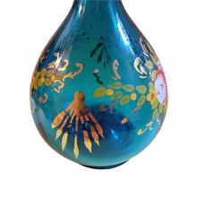 Antique Persian Sea Blue Swan Neck Handblown Glass Rose Water Sprinkler Ashkdan