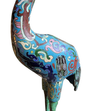 Antique Chinese Cloisonne Crane Candleholder
