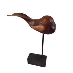 Handcrafted Modernist Stylized Bird Wild Black Cherry Wood Sculpture