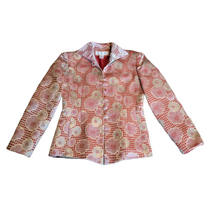 Christian Dior Houndstooth Poppies Silver Lurex Blazer Size 2