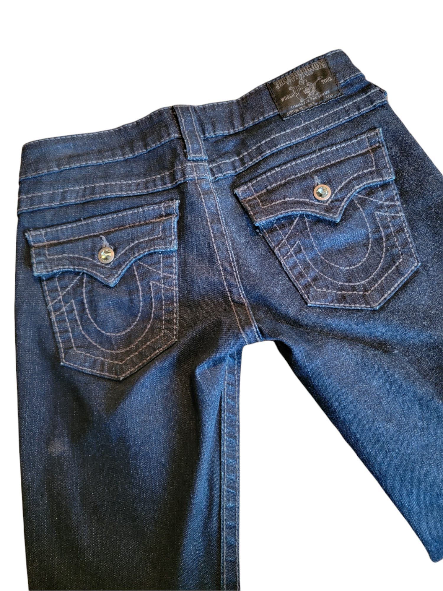 True Religion Disco Julie Blue Denim Ultra Low Rise Jeans Size 27