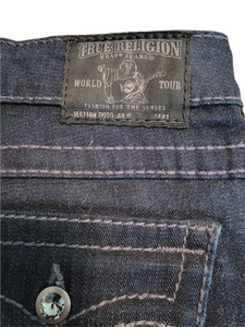 True Religion Disco Julie Blue Denim Ultra Low Rise Jeans Size 27