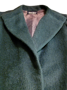 Christian Dior Vintage 1950's Demi-Couture Forest Green Mohair Coat