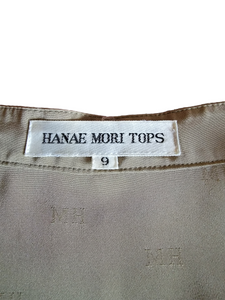 Vintage 1980’s Hanae Mori Silk Top Monogrammed Fabric and Buttons