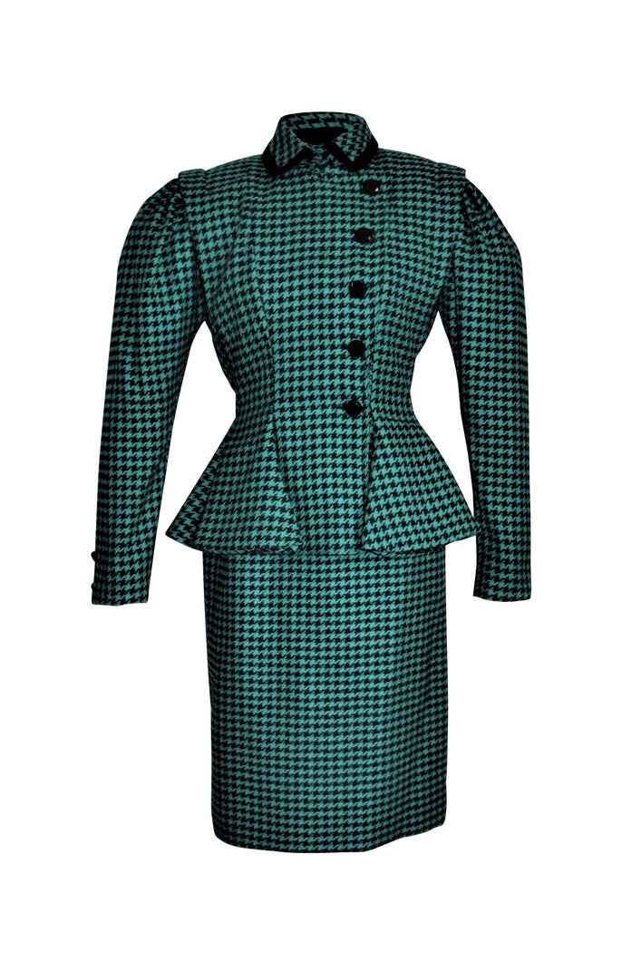 Victor Costa 20th Century Herringbone 2-piece Skirt Suit Small